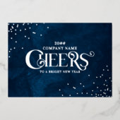 ミッドナイトブルー エレガント クリスマス 新年 おめでとう 箔シーズンカード (正面)