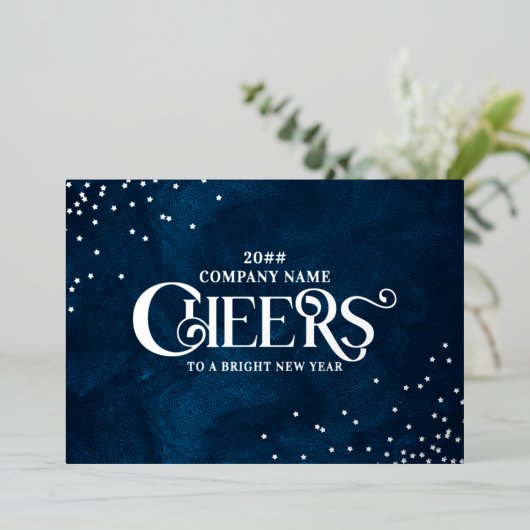 ミッドナイトブルー エレガント クリスマス 新年 おめでとう 箔シーズンカード (立ち正面)