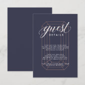 ミッドナイトブルー ジオメトリック ダイヤモンド ゲストインフォメーション エンクロージャーカード (正面/裏面)