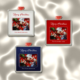 ミッドナイトブルー メリークリスマス 写真オーナメント メタルオーナメント