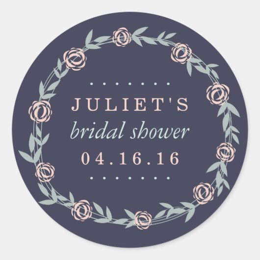 ミッドナイトブルー,赤面とセージブライダルシャワーの好意 ラウンドシール (正面)