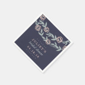 ミッドナイトブルー、赤面ピンク&セージブライダルシャワー スタンダードカクテルナプキン (角)