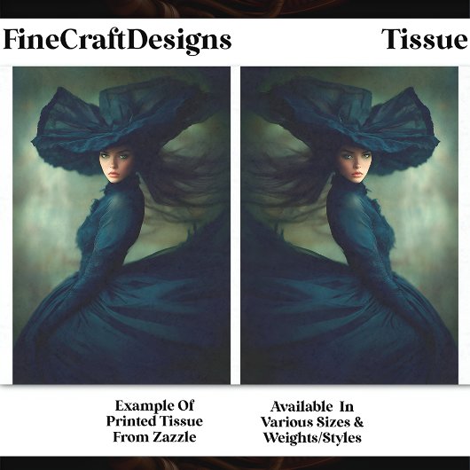 ミッドナイトブルーDU2Bデコページの神秘的な女性 薄葉紙