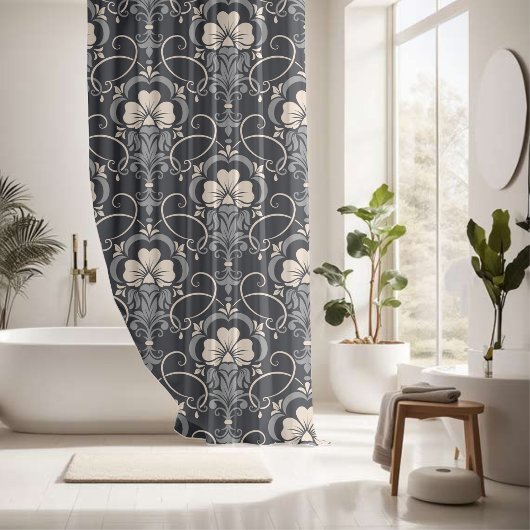 ミッドナイトブロッサム調和 シャワーカーテン