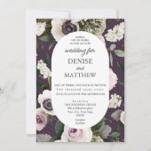 ミッドナイトプラムのホワイトア結婚ネモン 招待状 (正面)