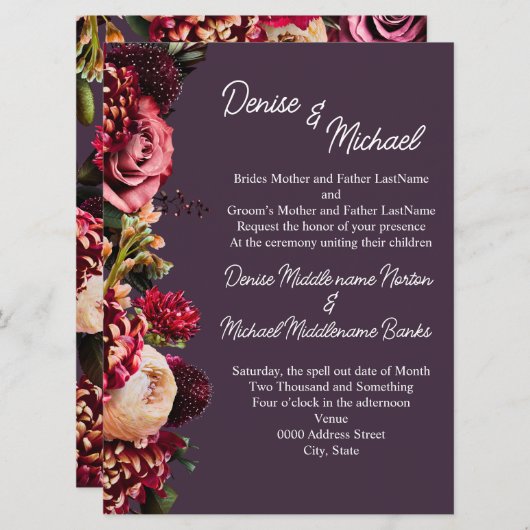 ミッドナイトプラムの菊 招待状 (正面/裏面)