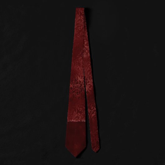 ミッドナイトヘンナロマンス | Red Satiny グランジ Damask ネクタイ