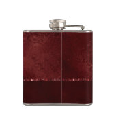 ミッドナイトヘンナロマンス | Red Satiny グランジ Damask フラスク (裏面)