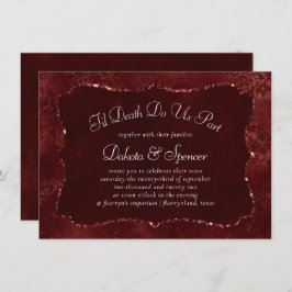 ミッドナイトヘンナロマンス | Red Satiny グランジ Damask 招待状