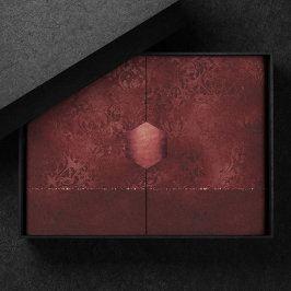 ミッドナイトヘンナロマンス | Red Satiny グランジ Damask 薄葉紙