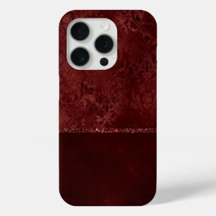 ミッドナイトヘンナロマンス Red Satiny グランジ Damask iPhone 15 Proケース