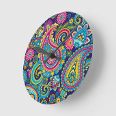 ミッドナイトペイズリー ラウンド壁時計 (傾斜)