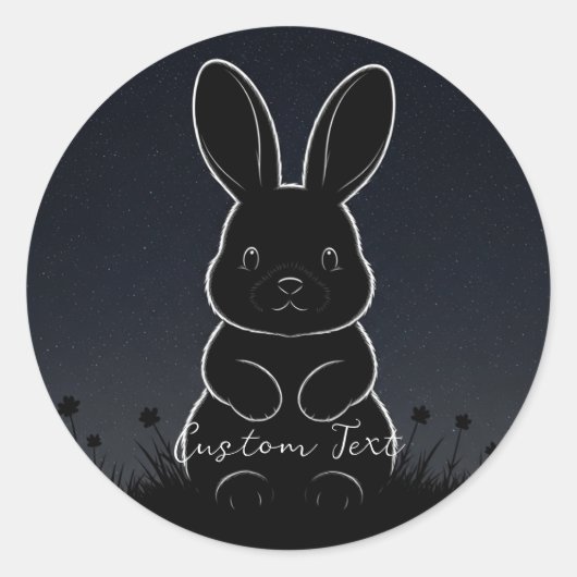 ミッドナイトホッパー：パーソナライズされたラビットシルエット ラウンドシール (正面)