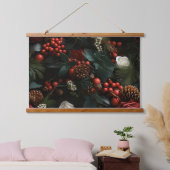 ミッドナイトホリデーエンチャントメントボタニカル 吊り下げ型タペストリー (寝室)