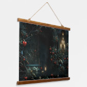ミッドナイトホリデーエンチャントメントボタニカル 吊り下げ型タペストリー (傾斜あり)