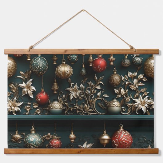 ミッドナイトホリデーエンチャントメントボタニカル 吊り下げ型タペストリー (正面)