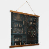 ミッドナイトホリデーエンチャントメントボタニカル 吊り下げ型タペストリー (傾斜あり)