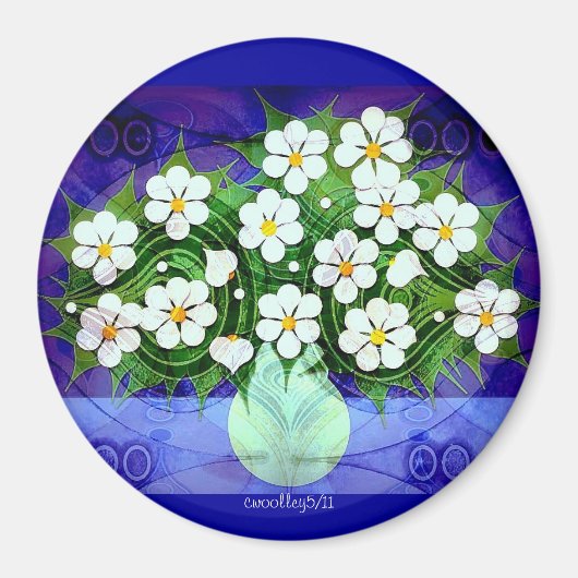 ミッドナイトマグネットの緑の花瓶 マグネット (正面)