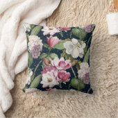 ミッドナイトマグノリアガーデンヴィンテージ植物学 クッション (ブランケット)
