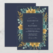 ミッドナイトマスタードユーカリの結婚式 招待状 (正面/裏面)