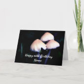 ミッドナイトマッシュルーム自然パーソナライズされた誕生日 カード (正面)