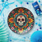 💀🎉ミッドナイトマリゴルドウェアディーアデロスムエルトス ペーパープレート (パーティー)