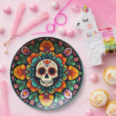 💀🎉ミッドナイトマリゴルドウェアディーアデロスムエルトス ペーパープレート (パーティー)