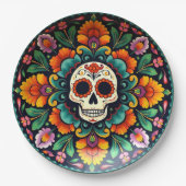 💀🎉ミッドナイトマリゴルドウェアディーアデロスムエルトス ペーパープレート (正面)