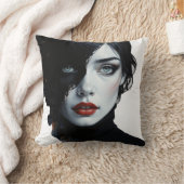 ミッドナイトミューズ – インクスプラッシュポートレート クッション (ブランケット)