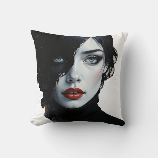 ミッドナイトミューズ – インクスプラッシュポートレート クッション (正面)