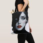 ミッドナイトミューズ – インクスプラッシュポートレート トートバッグ (クローズアップ)