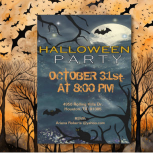 ミッドナイトムーンライトアダルトハロウィーン 招待状