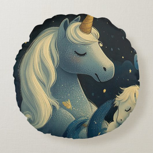 ミッドナイトユニコーンスランバーパーティー ラウンドクッション (正面)