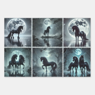 ミッドナイトユニコーンラッピング紙 ラッピングペーパーシート