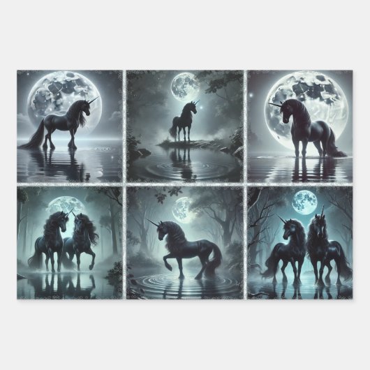 ミッドナイトユニコーンラッピング紙 ラッピングペーパーシート (正面)