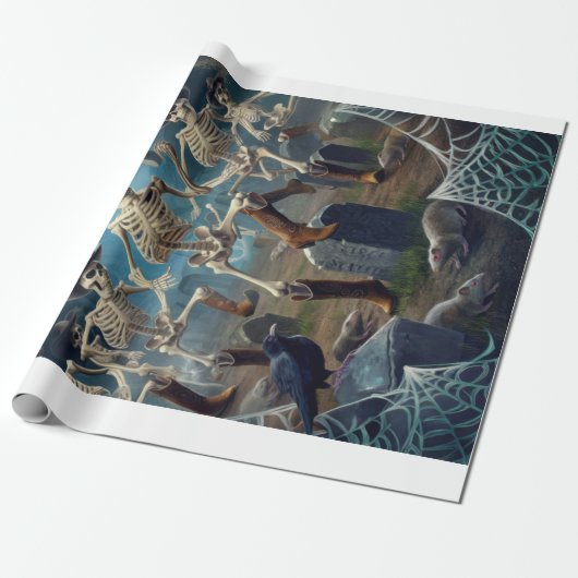 ミッドナイトラインダンス、スケルトン得ダ移動 ラッピングペーパー (アンロールド)