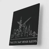 ミッドナイトライン: NYC Never Sleeps スクエア壁時計 (傾斜)
