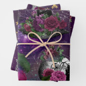 ミッドナイトロマンチックなゴシック様式の魔女とバラ ラッピングペーパーシート (インサイチュ)