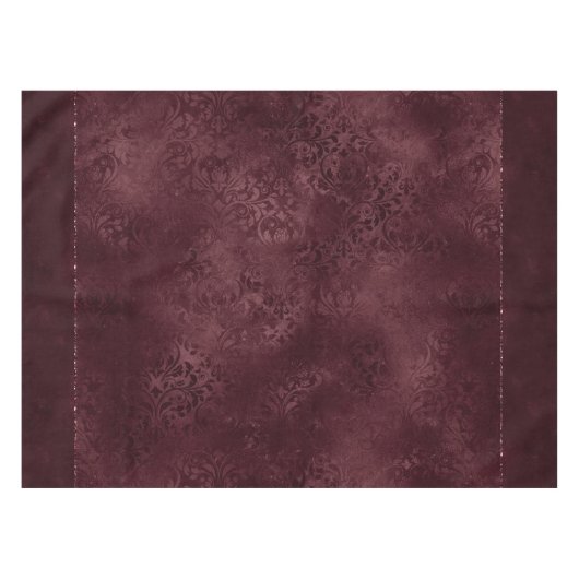 ミッドナイトワインロマンス | Dark Satiny グランジ Damask テーブルクロス (正面(横))