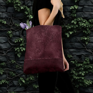 ミッドナイトワインロマンス   Dark Satiny グランジ Damask トートバッグ