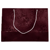 ミッドナイトワインロマンス | Dark Satiny グランジ Damask ラージペーパーバッグ (正面)