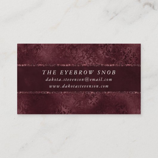 ミッドナイトワインロマンス | Dark Satiny グランジ Damask 名刺 (裏面)