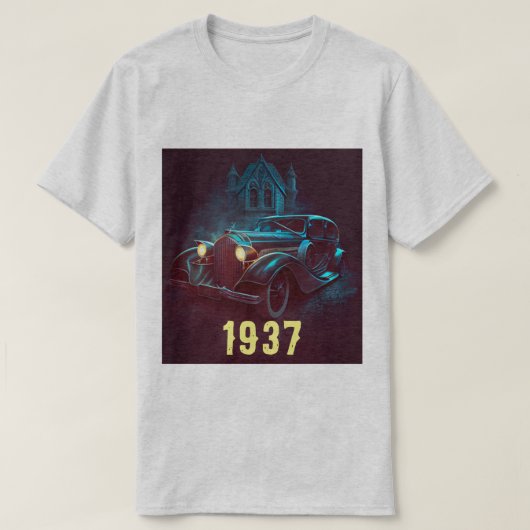 ミッドナイトヴィンテージカー1937 Tシャツ (デザイン正面)