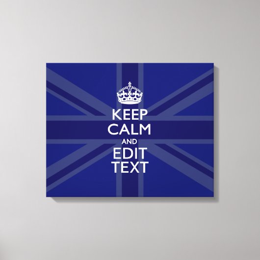 ミッドナイト保ブルーCalmとYour Text Union Jack キャンバスプリント (正面)