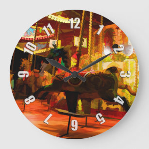 ミッドナイト回転木馬ライド ラージ壁時計