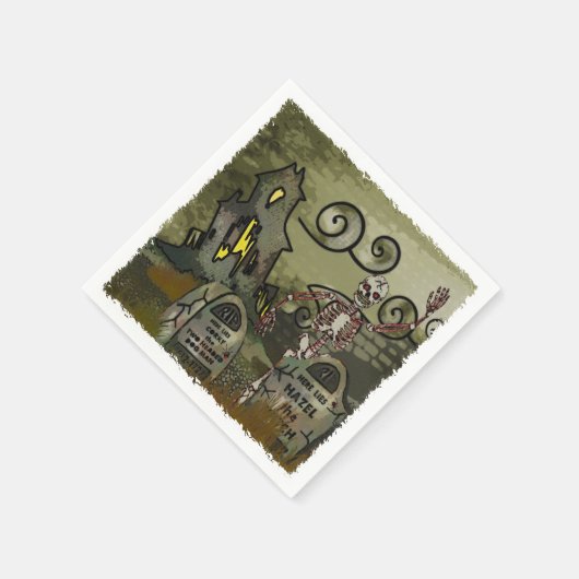 ミッドナイト墓地お洒落ハローウィンパーティ スタンダードカクテルナプキン (角)