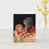 ミッドナイト子猫 – 不安なバレンタインデーのカード カード (黄色い花)