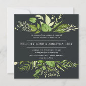 ミッドナイト庭園の結婚式招待状 |正方形 招待状 (正面)