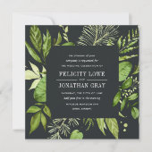 ミッドナイト庭園の結婚式招待状 |正方形 招待状 (正面)