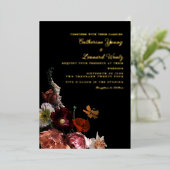 ミッドナイト結婚フローラ 箔招待状 (立ち正面)